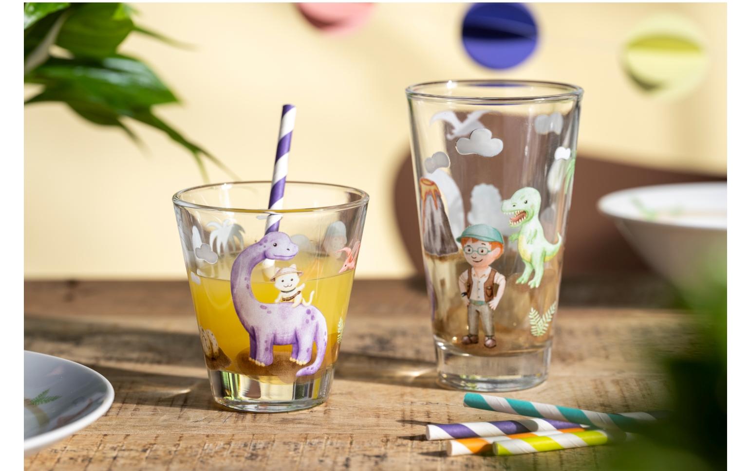 Kindertrinkglas Avventura 300 ml, 6 Stück, DinosaurierTrinkglas für Kinder