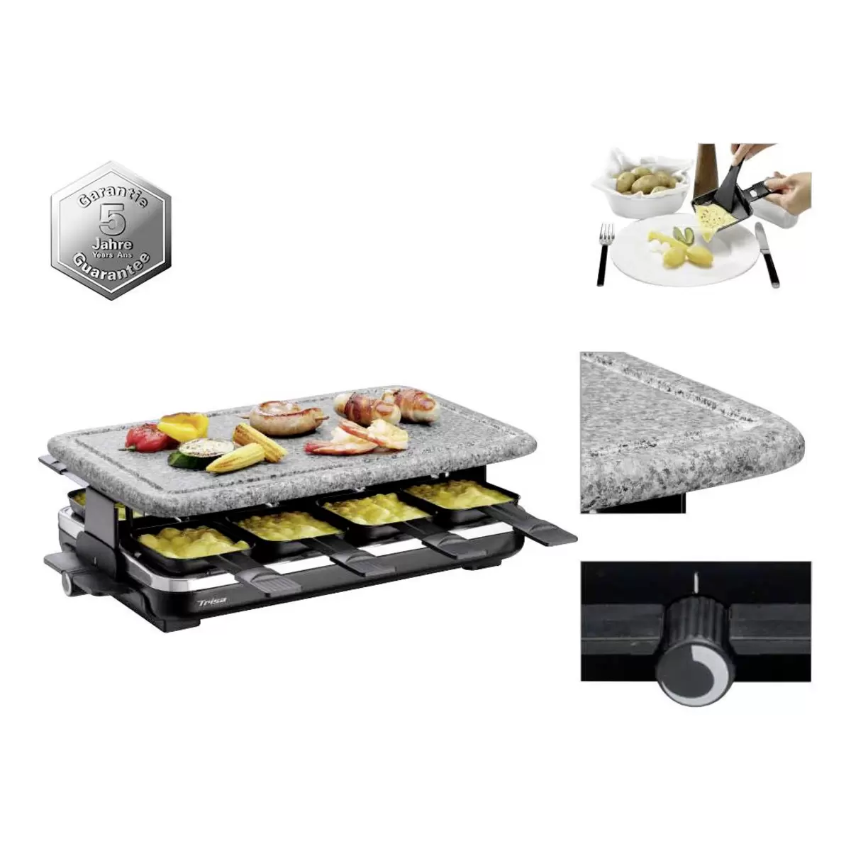 Raclettegerät Hot Stone grau,schwarz