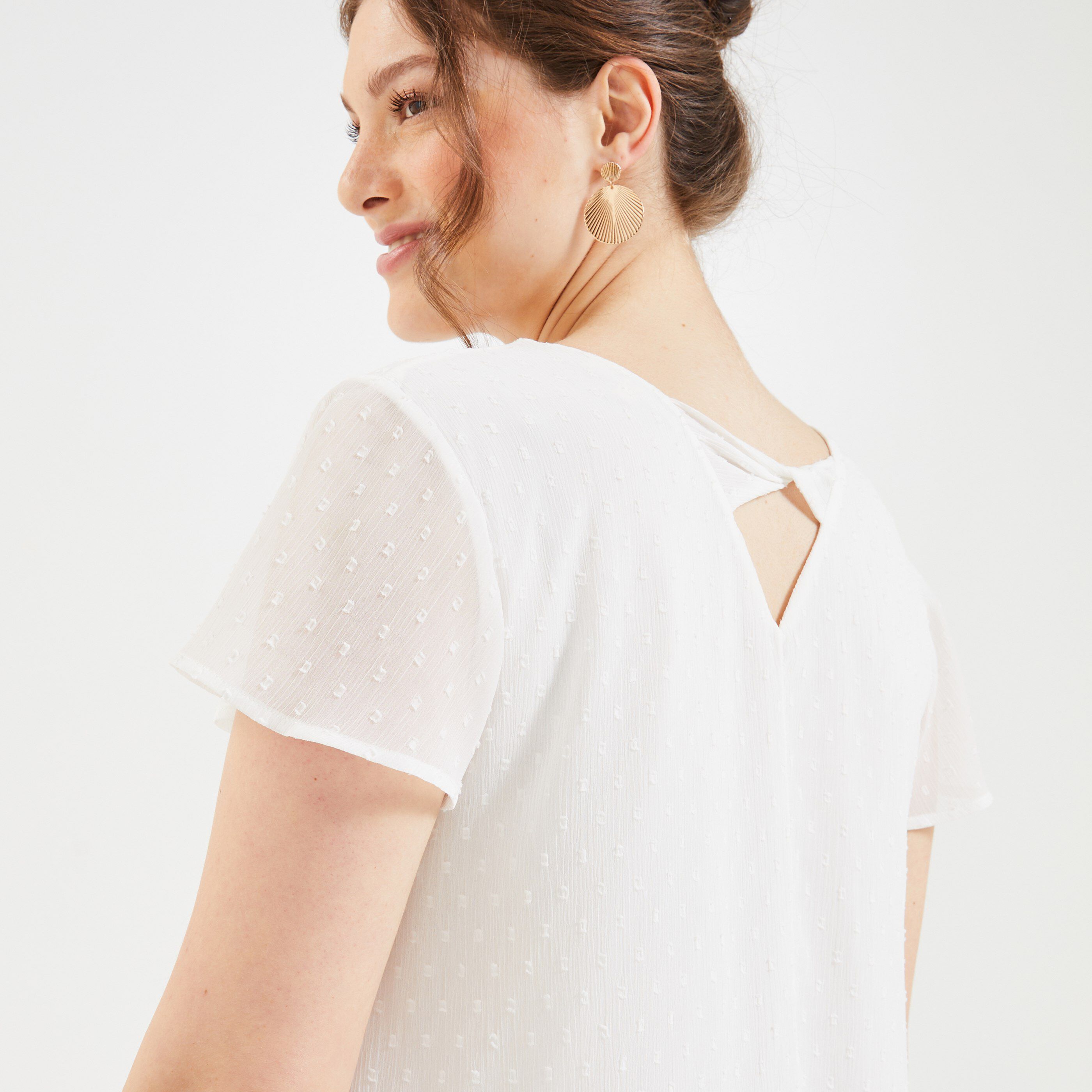 Robe plumetis femme - BLANC CASSE