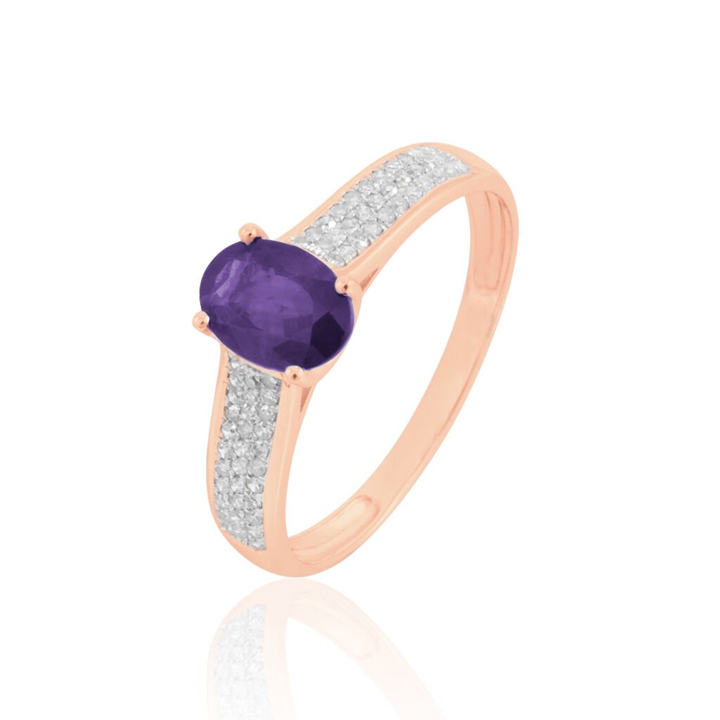 Bague Crista Or Rose Amethyste Et Diamant