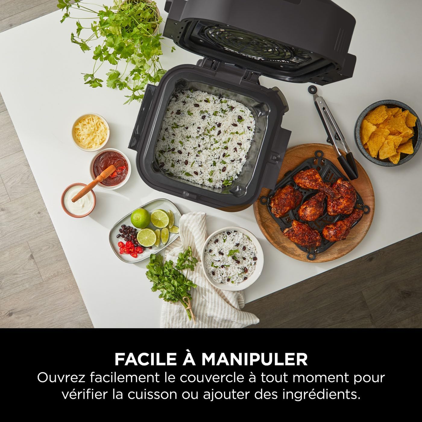 Ninja Speedi 10-en-1 Autocuiseur rapide, Air Fryer, Friteuse à air et Multicuiseur, 5.7L, Repas pour 4 en 15 minutes, Vapeur, Gril, Cuire au four, Rôt