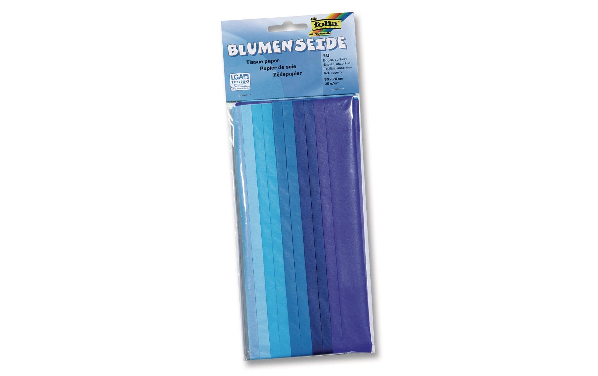 Seidenpapier Ton in Ton Mix BlauBlumenseide gefalzt