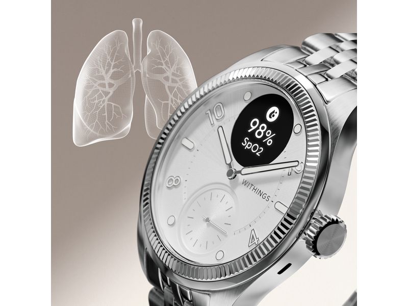 Withings ScanWatch Nova Brilliant Edition Titanium Silver Fortschrittliche Hybridsmartwatch