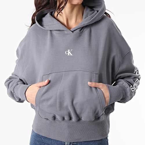 Sweat Capuche Femme Crop 7738 Gris