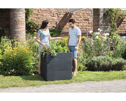 Klassieke verhoogde tuinbak GARANTIA ERGO Quadro M 75 incl. Flora waterbesparend systeem 80 x 60 x 75 cm steen