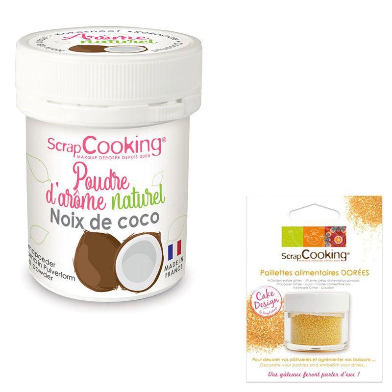 Arôme alimentaire naturel en poudre noix de coco + paillettes dorées S