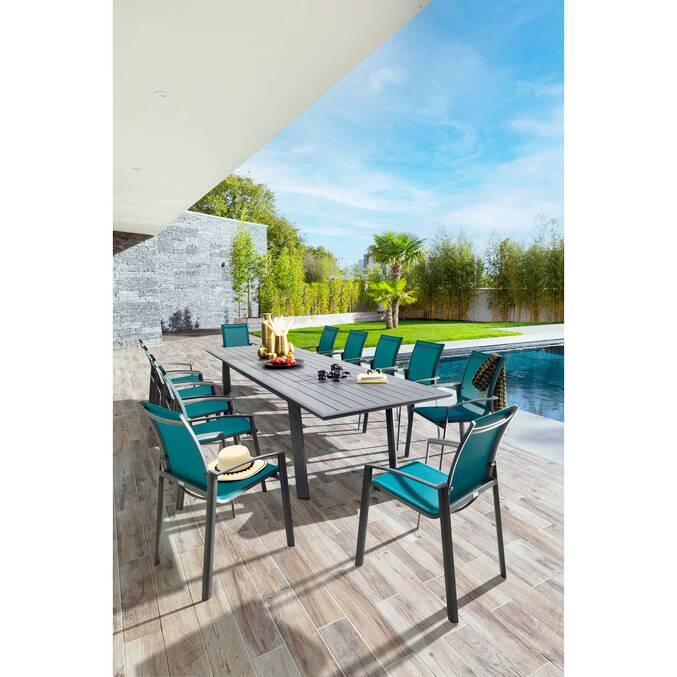 Chaise de jardin empilable AXANT Bleu canard & Graphite