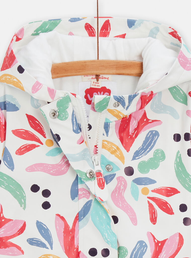 Imperméable écru imprimé abstrait coloré pour fille