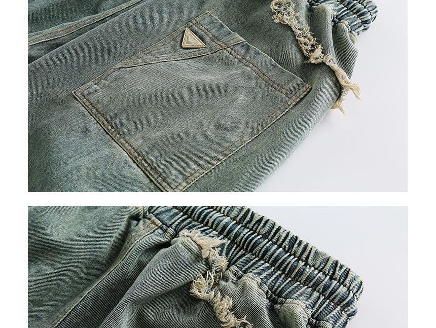 Sagidolls - Denim overhemd met middelhoge taille en geborduurde letters op de zak