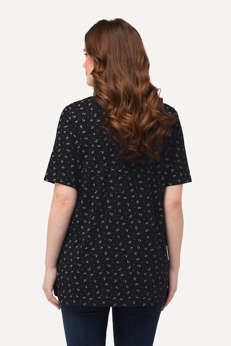 Trachten-Shirt, A-Linie, V-Ausschnitt, Zierfalten, Halbarm