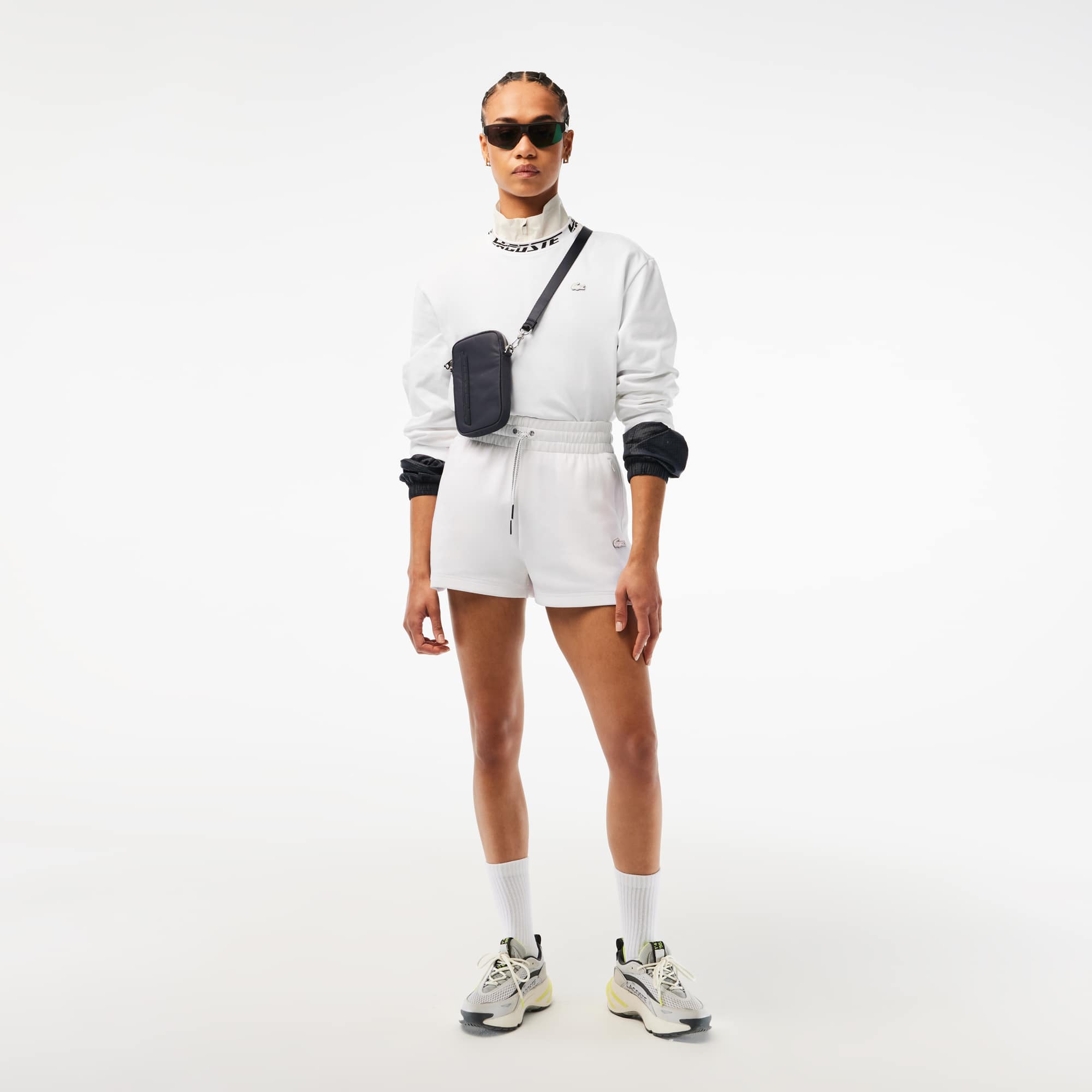 T-shirt manches longues femme Lacoste oversize fit avec col siglé T-Shirts - Blanc - Lacoste - Femme