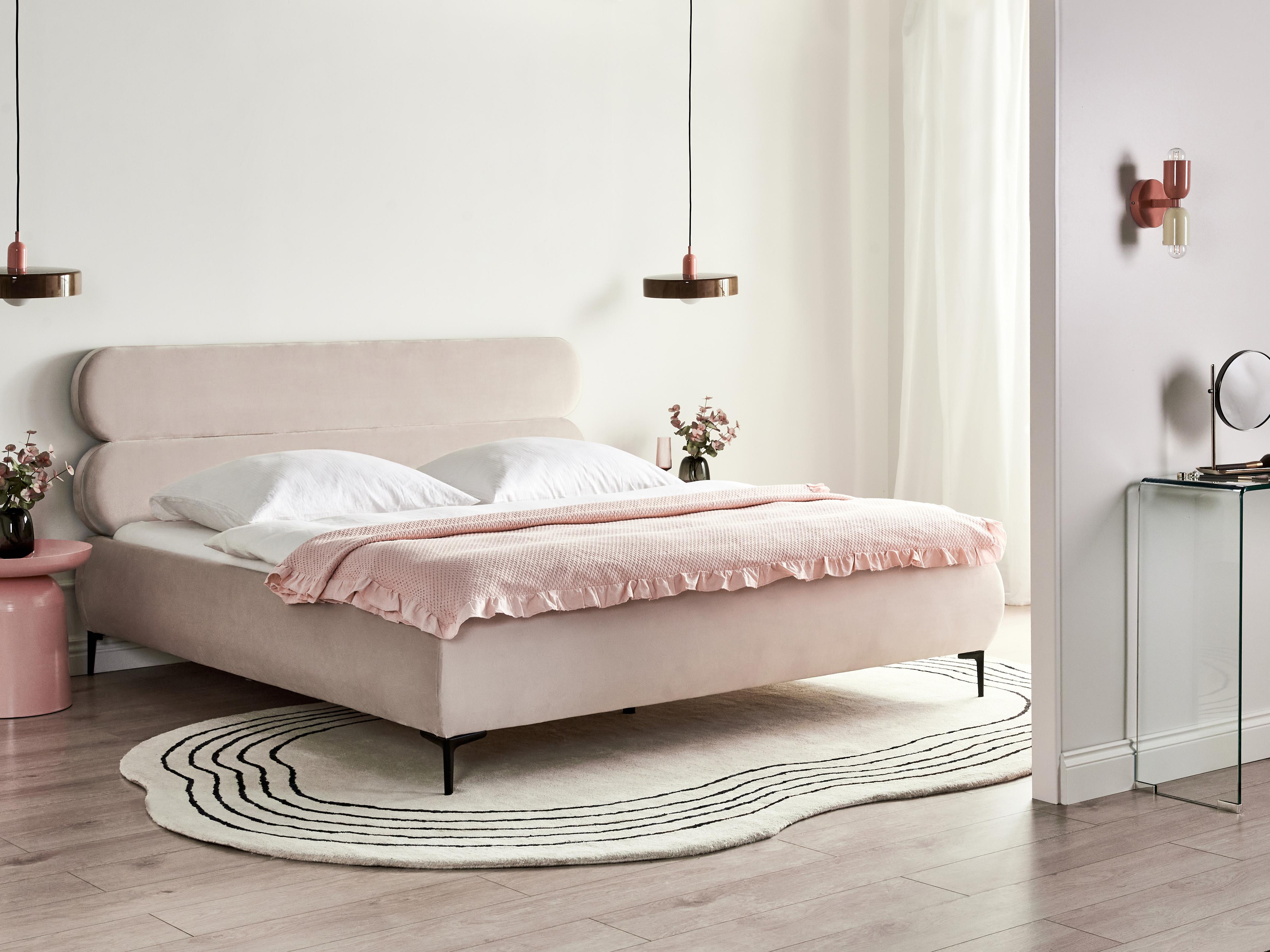 Bed Fluweel LESSAY 180 x 200 cm Lichtbeige