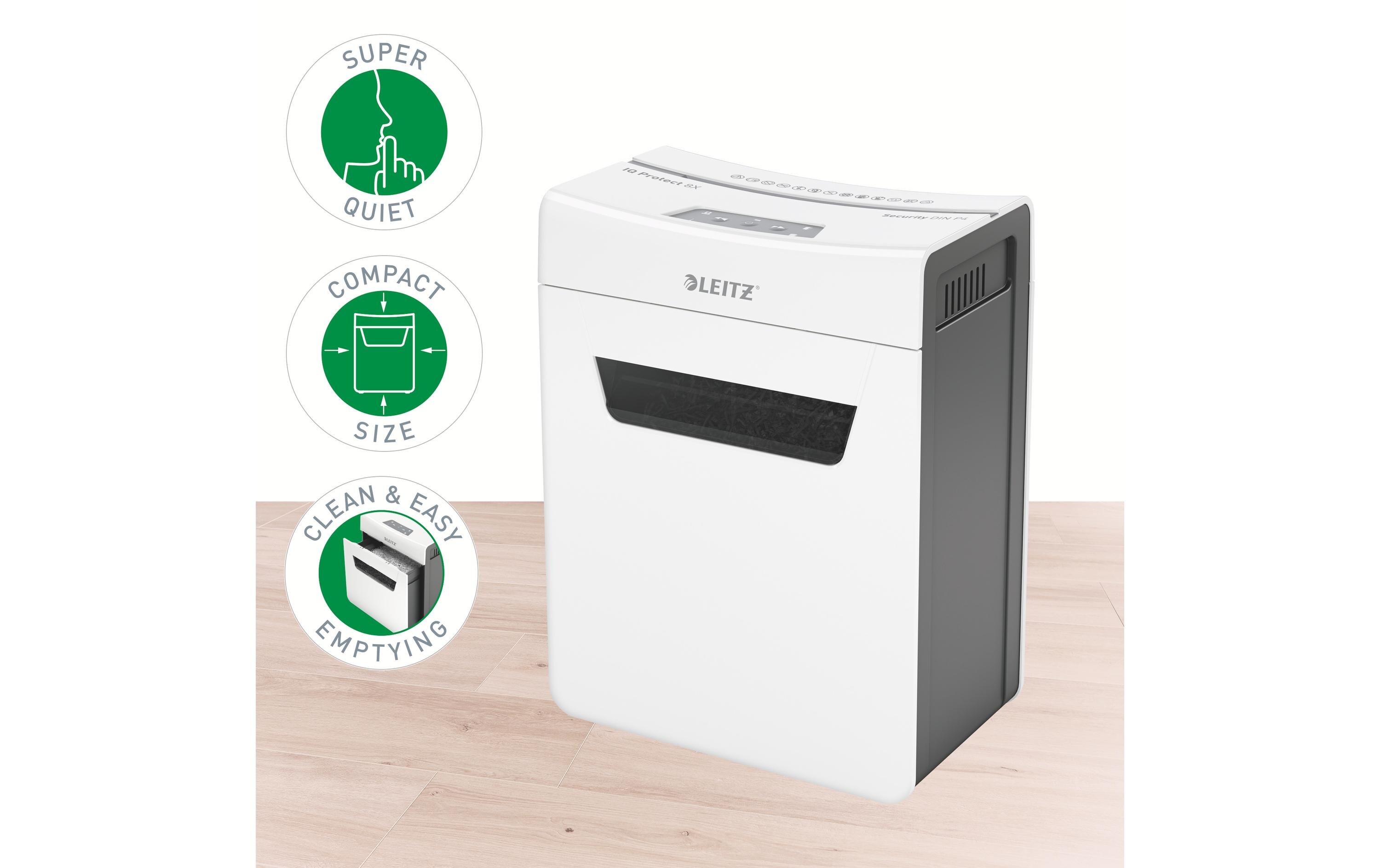 Aktenvernichter IQ Protect Premium 8X , P-4, 8 Blatt<br>Manueller Dokumentenvernichter mit Partikelschnitt für die sichere Vernichtung vertraulicher Unterlagen
