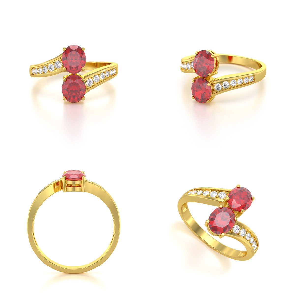 Bague ADEN Or 585 jaune Rubis et diamants 2.546grs