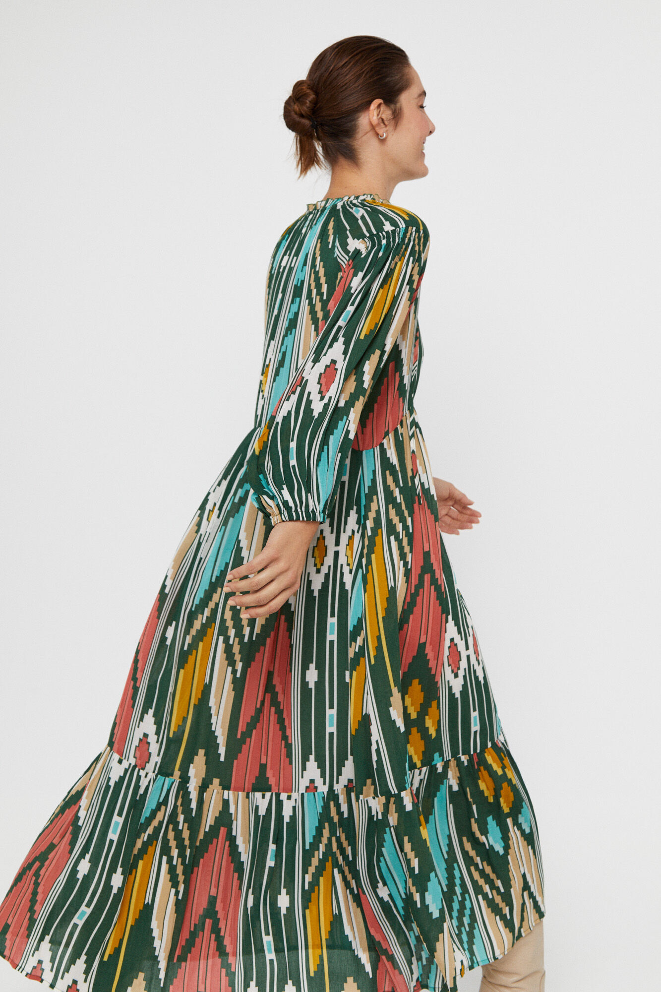 Vestido longo estampado - Estampa verde