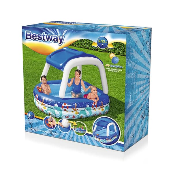 Oppblåsbart plaskebasseng for barn Bestway Flerfarget 213 x 155 x 132 cm 175 x 262 x 51 cm Båt