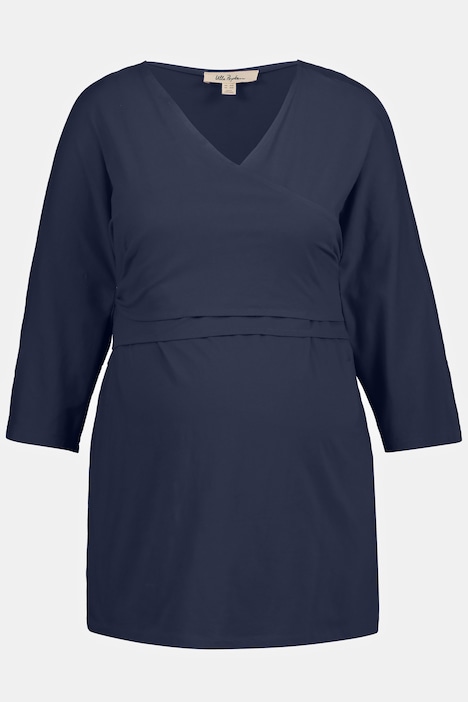Bellieva-Wickelshirt, V-Ausschnitt, Stilleinsatz, Biobaumwolle, GOTS