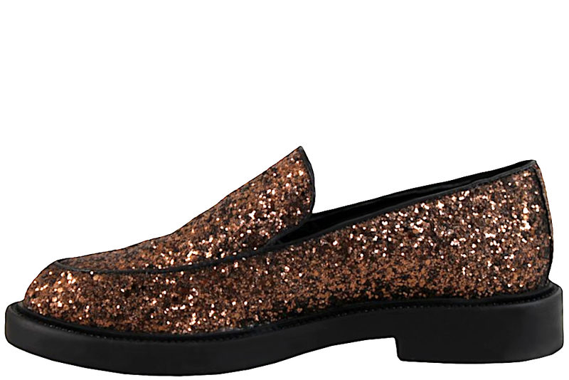 COPENHAGEN SHOES LOAFERS I TEKSTIL MED BRONZE GLIMMER