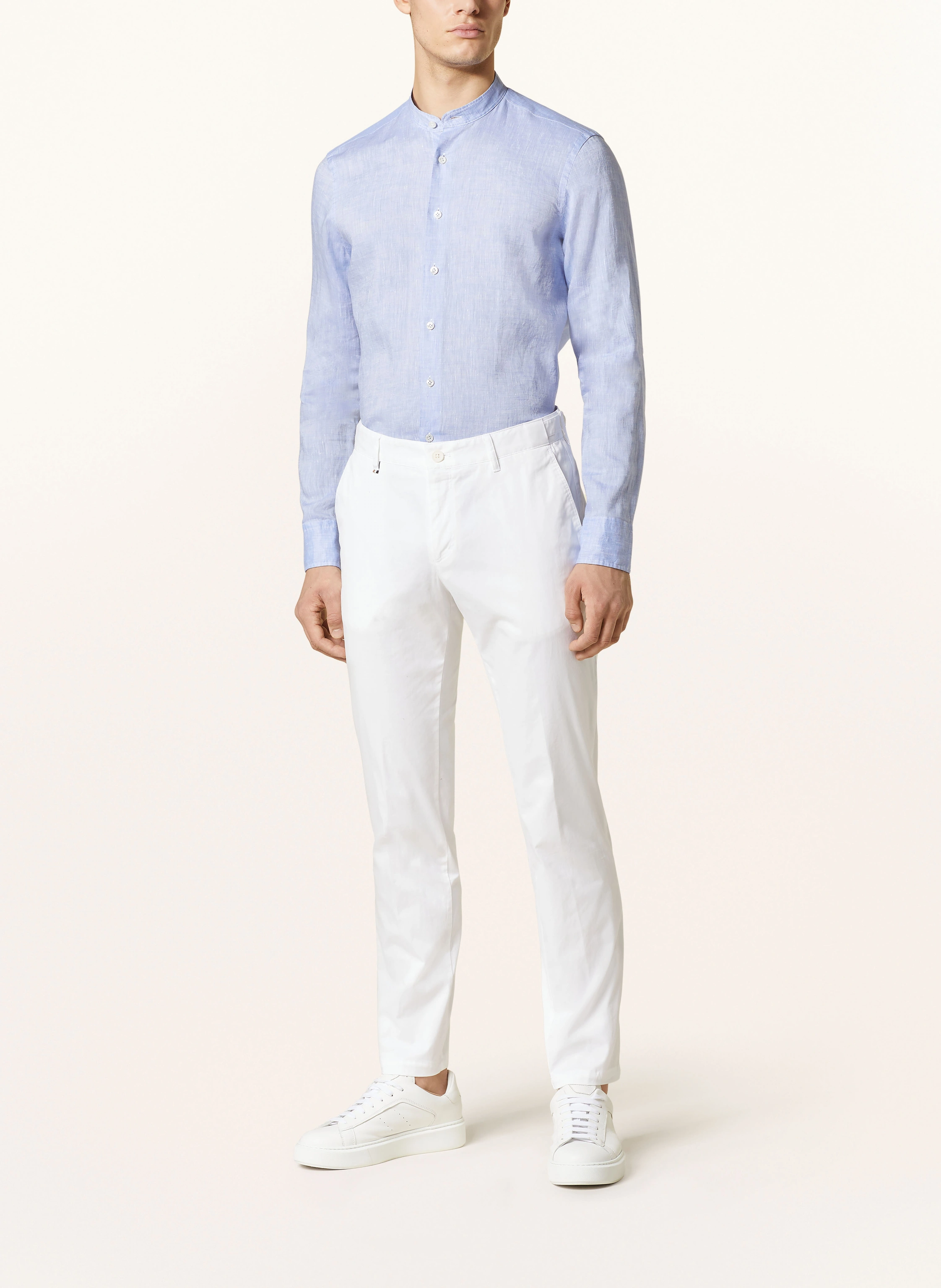 OLYMP SIGNATURE Leinenhemd Tailored Fit mit Stehkragen