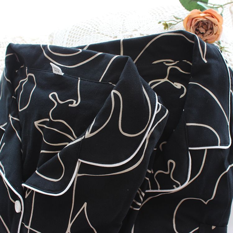 Dogini - Bijpassende pyjamaset voor koppels: top met lange mouwen en print + broek