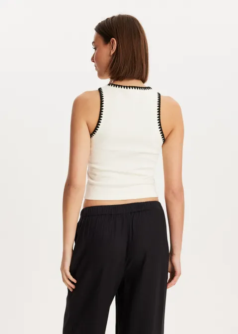 Singlet met borduursel off-white (WIT.O)