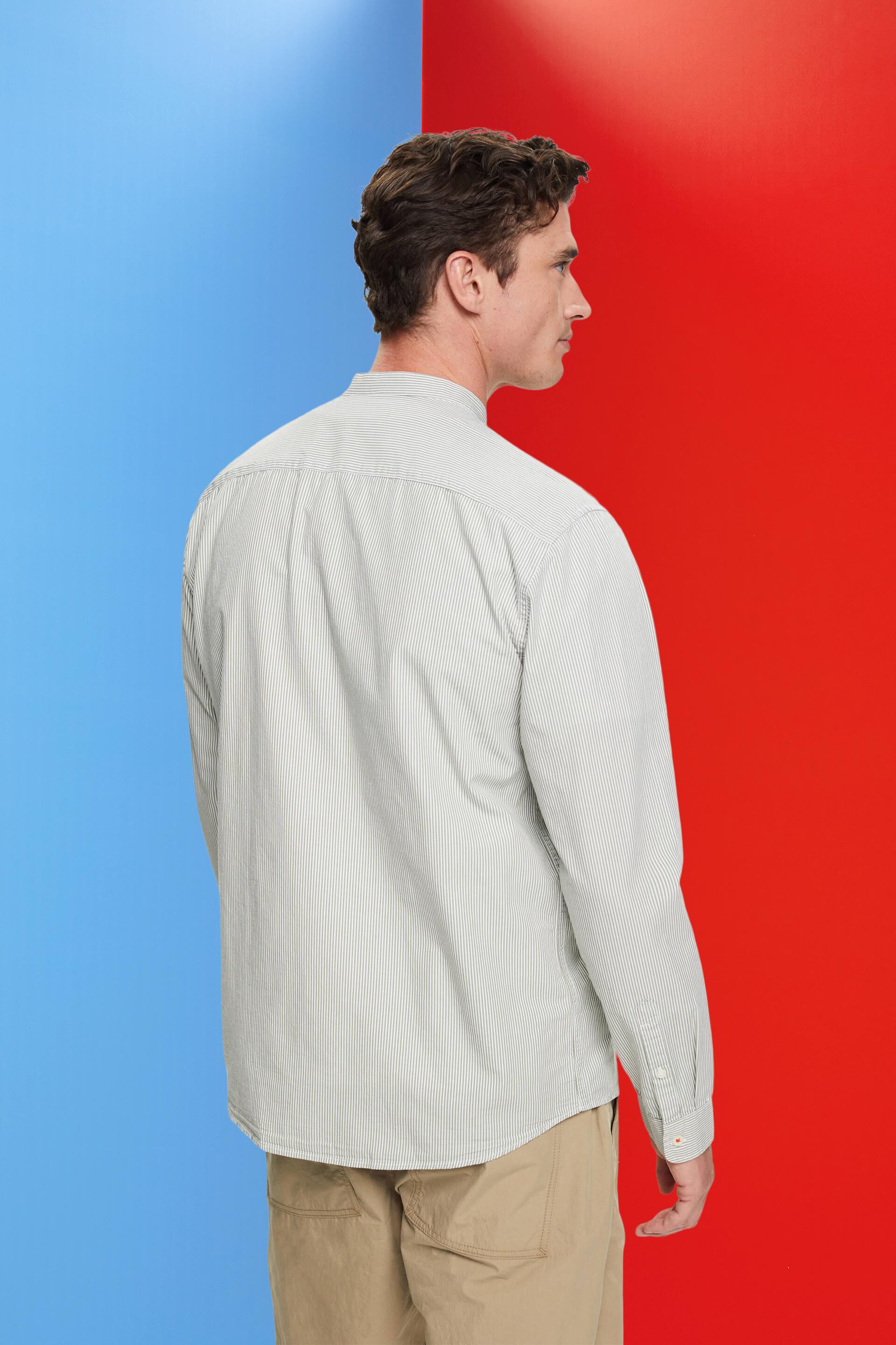 Chemise en coton à rayures tennis et col Mao