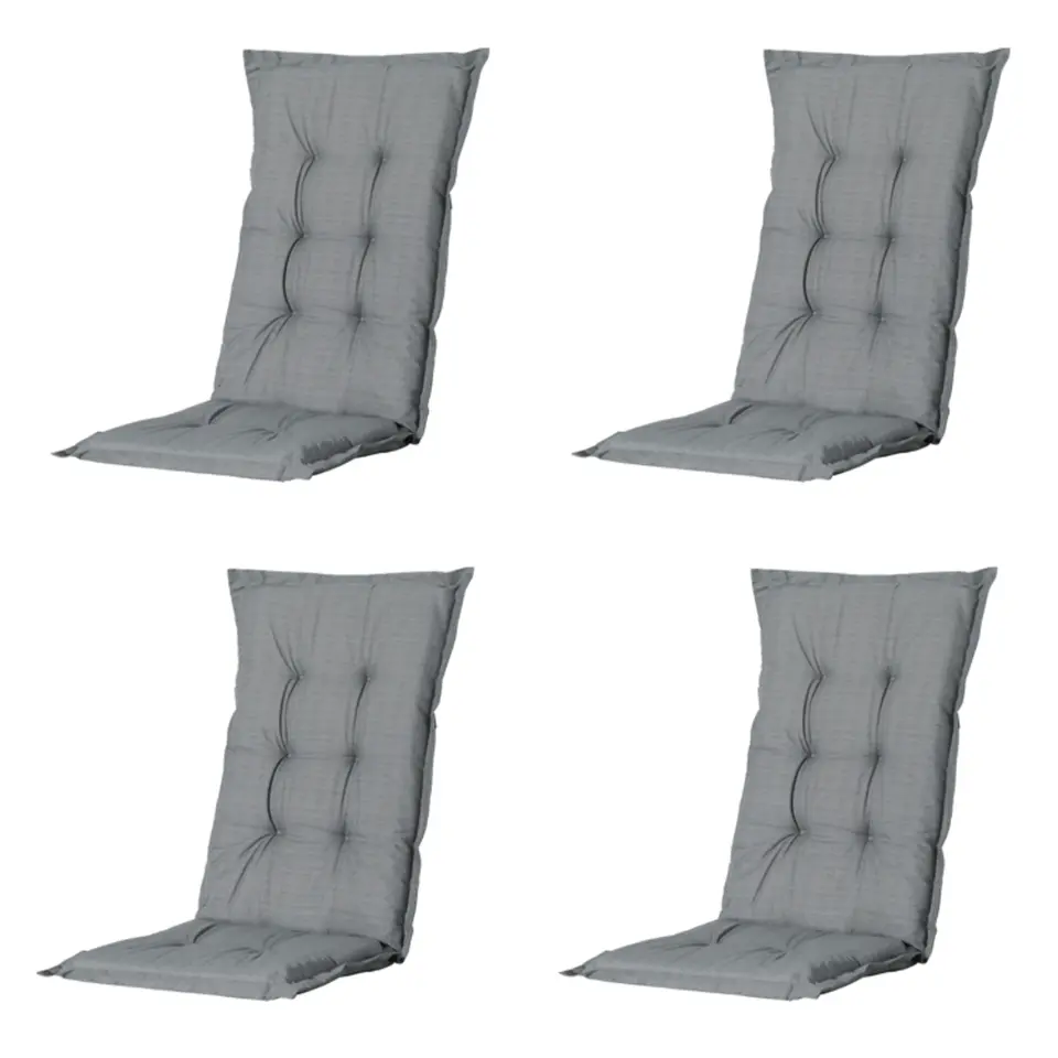 Madison - Tuinstoelkussen Hoge Rug Basic grey - Ca. 123x50 cm - Set van 4