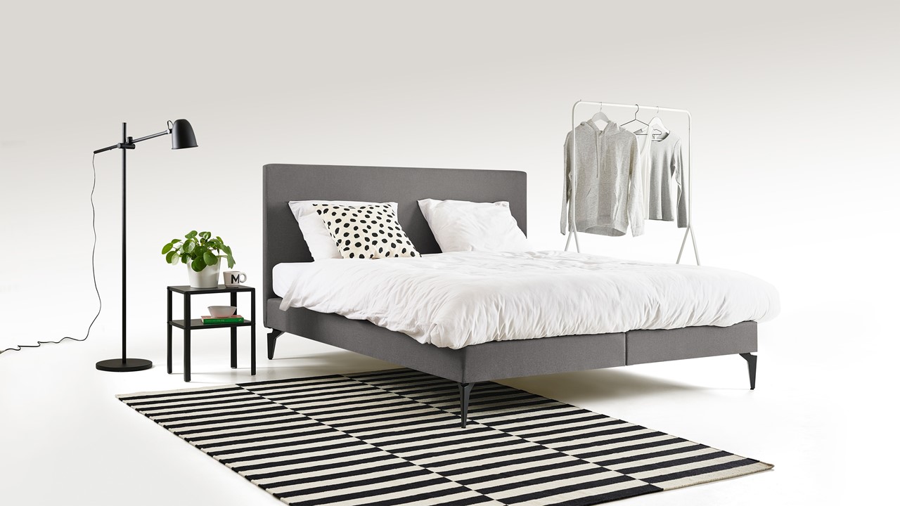 Boxspring Cisano met Silver Pocket Deluxe Foam matras light grey