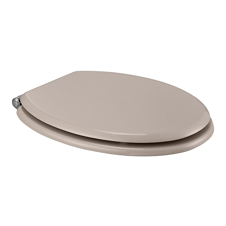 Abattant WC GoodHome Pilica coloris taupe en bois avec frein de chute