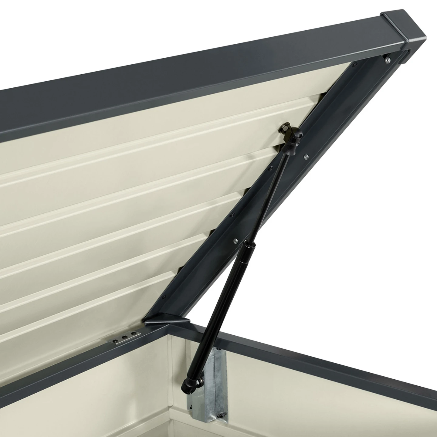 Coffre de rangement métal verrouillable gris anthracite pour jardin 350L 120x62,5x63 cm