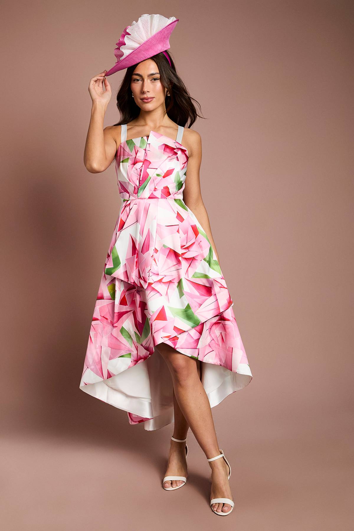 Coast Robe Midi Lisa Imprimée Florale Beige Avec Nœud Détail