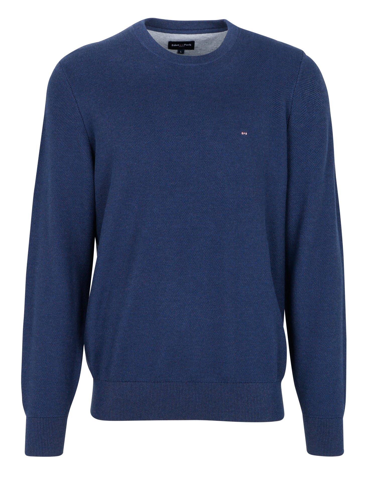 Pull droit col rond en coton | Bleu