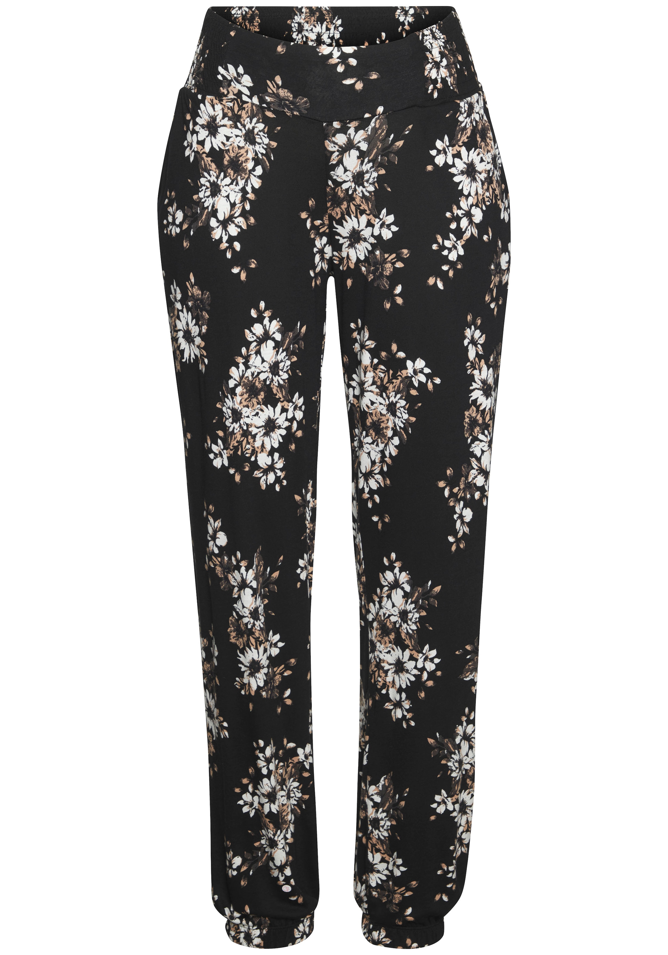 LASCANA Strandhose  mit dezentem Blumendruck, lockere Jerseyhose, Sommerhose