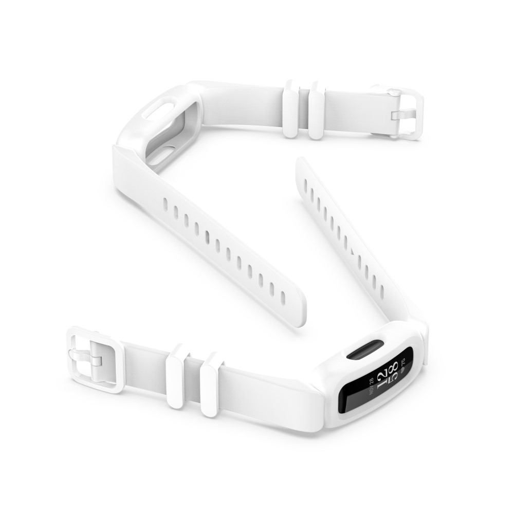 (Gr. XS) Fitbit Ace 3 / Inspire 2 / Inspire HR / Inspire Gummi Armband mit Dornschliesse (Gelenkumfang 130-200 mm) - Weiss