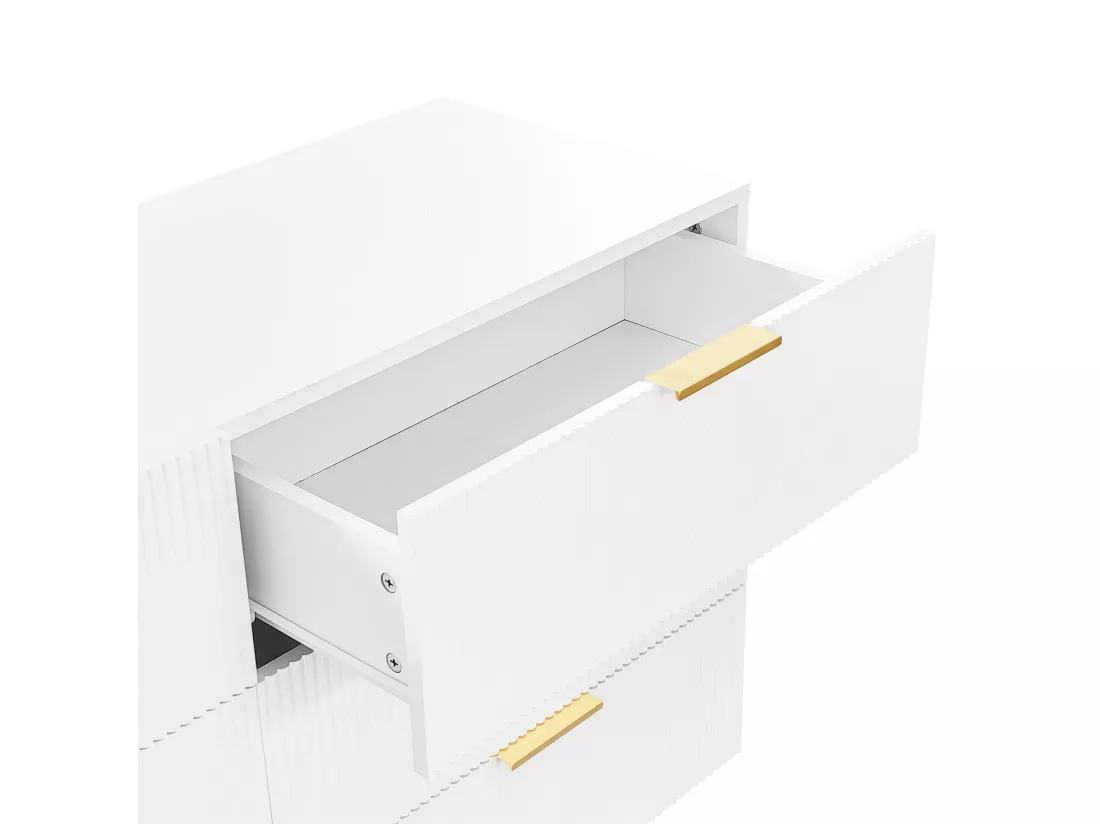 Buffet、Commode moderne - 6 tiroirs - panneaux de particules - Blanc