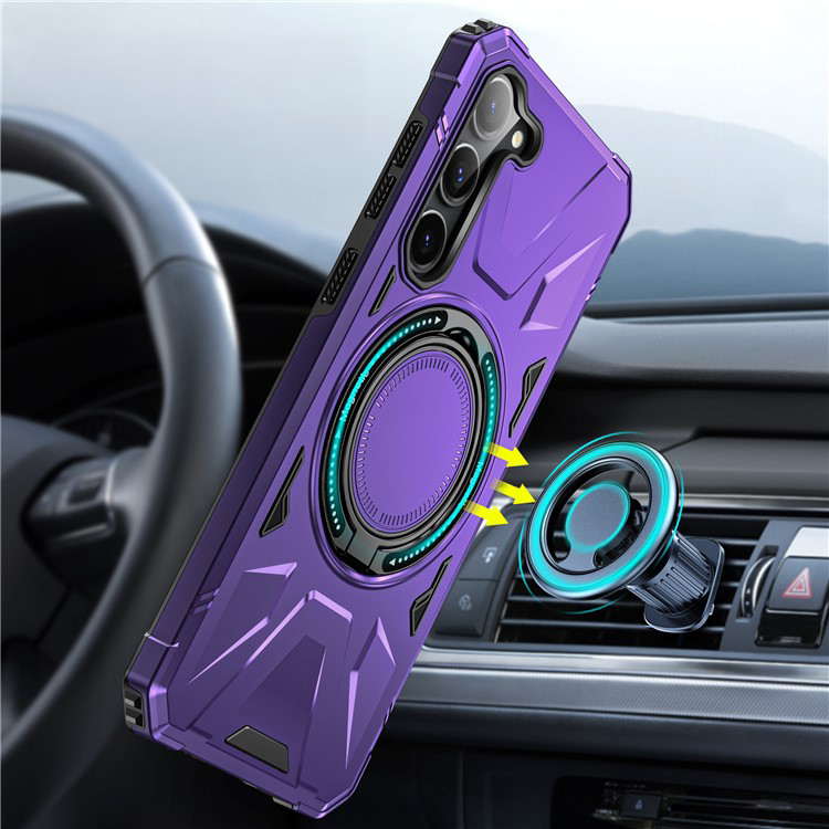 Samsung Galaxy S25 / S24 Hybrid Outdoor Hardcase Hülle mit MagSafe-Modul   Kickstand Aufsteller - Violett