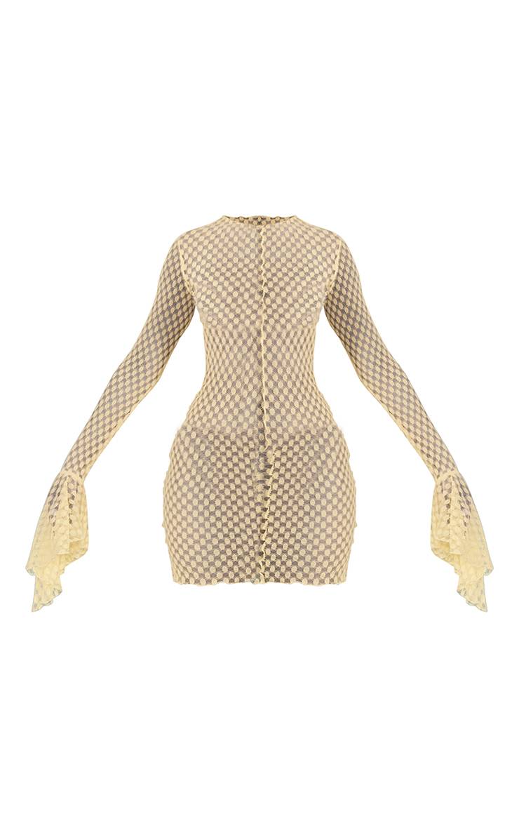 Citron Robe De Plage Mini Transparente Texturée À Manches Évasées