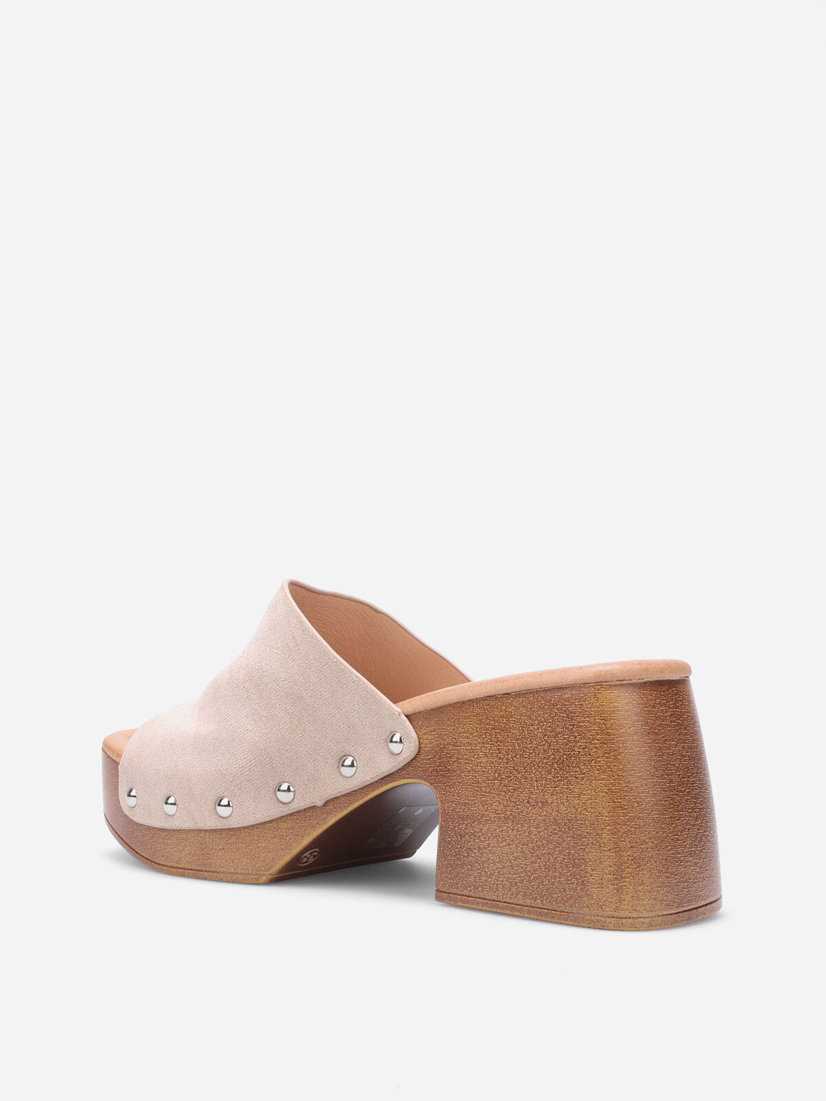 Mules sabots cloutées à plateforme- Taupe