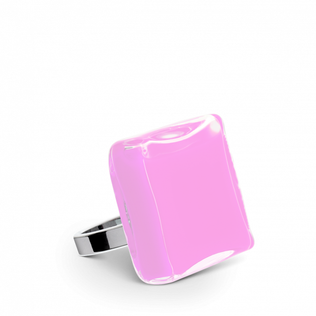 Bague en verre soufflé - Carré Mini Milk