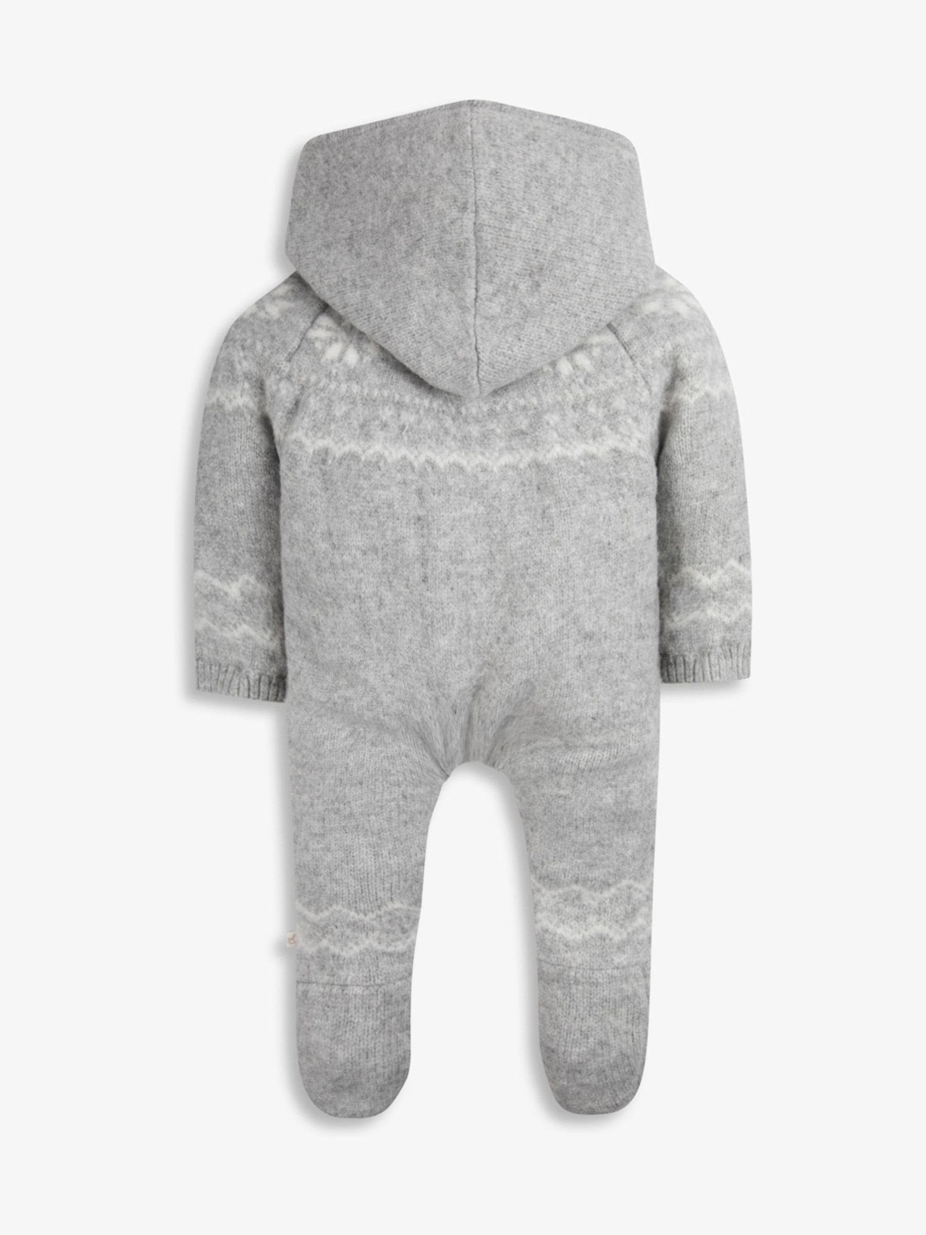 Grijs - The Little Tailor Zacht gebreid gevoerd kerstpakje voor baby's