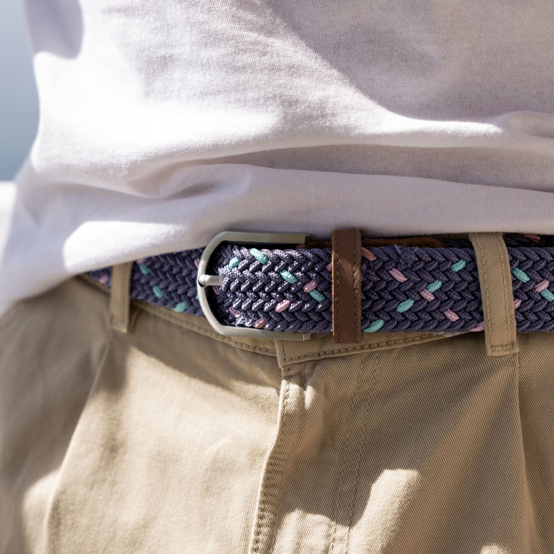 Ceinture marine & rose polyester recyclé et élasthanne - modèle belt