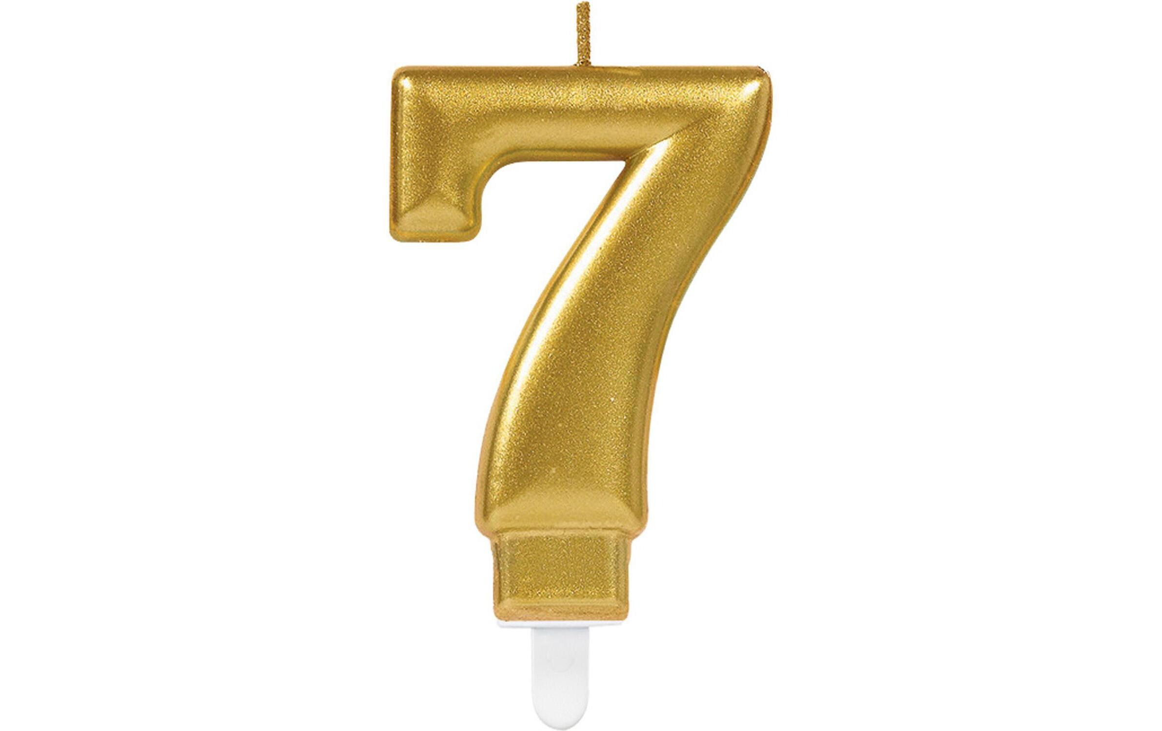 Zahlenkerze Nummer 7, 1 StückGoldene Geburtstagskerze