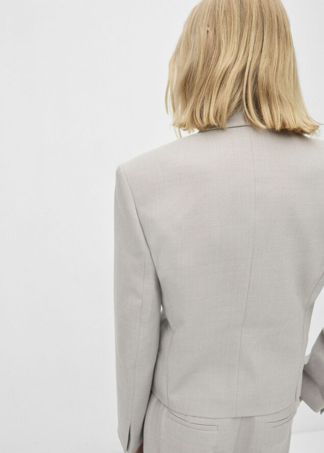 MANGO Double-breasted suit jacket Lt pastel grey