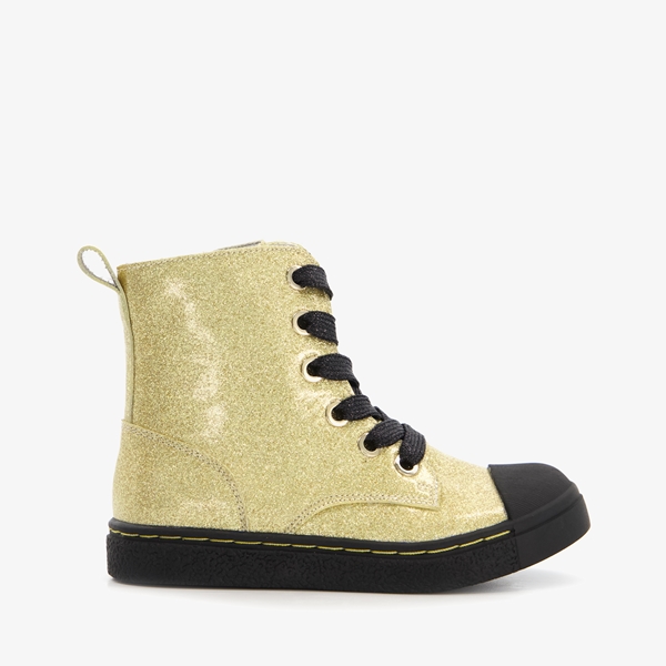 TwoDay leren meisjes veterlaarsjes met glitters