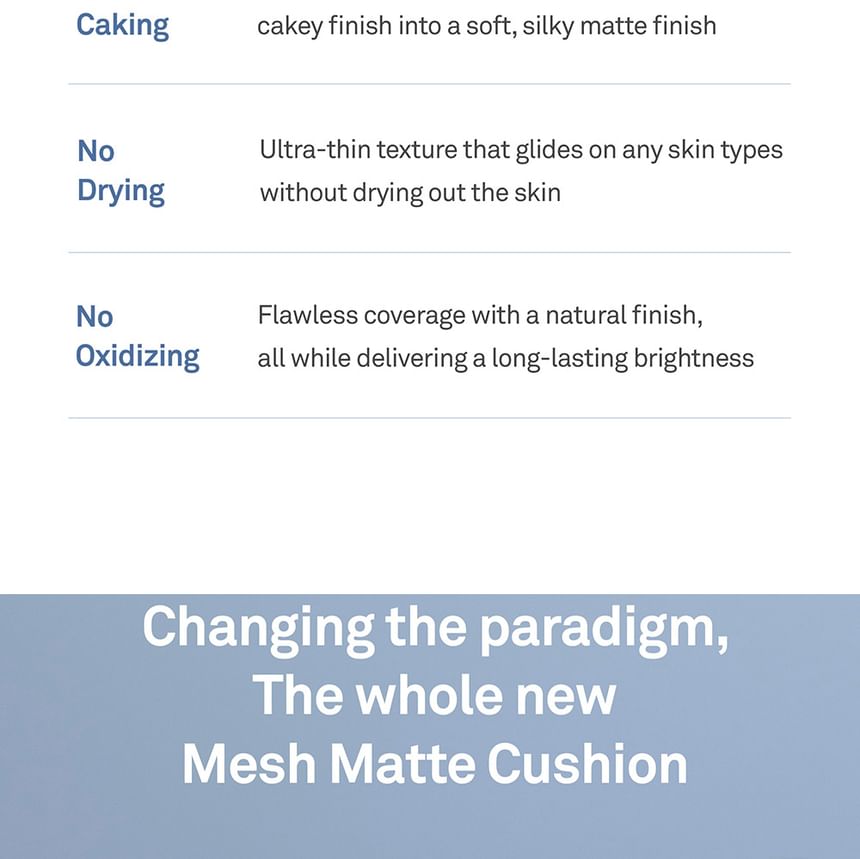 hince - Second Skin Mesh Matte Cushion - 4 kleuren