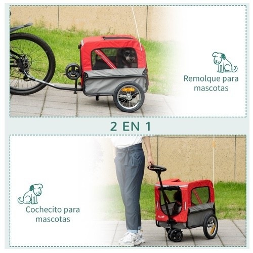 Carrinho para cães PawHut, reboque vermelho para bicicleta.
