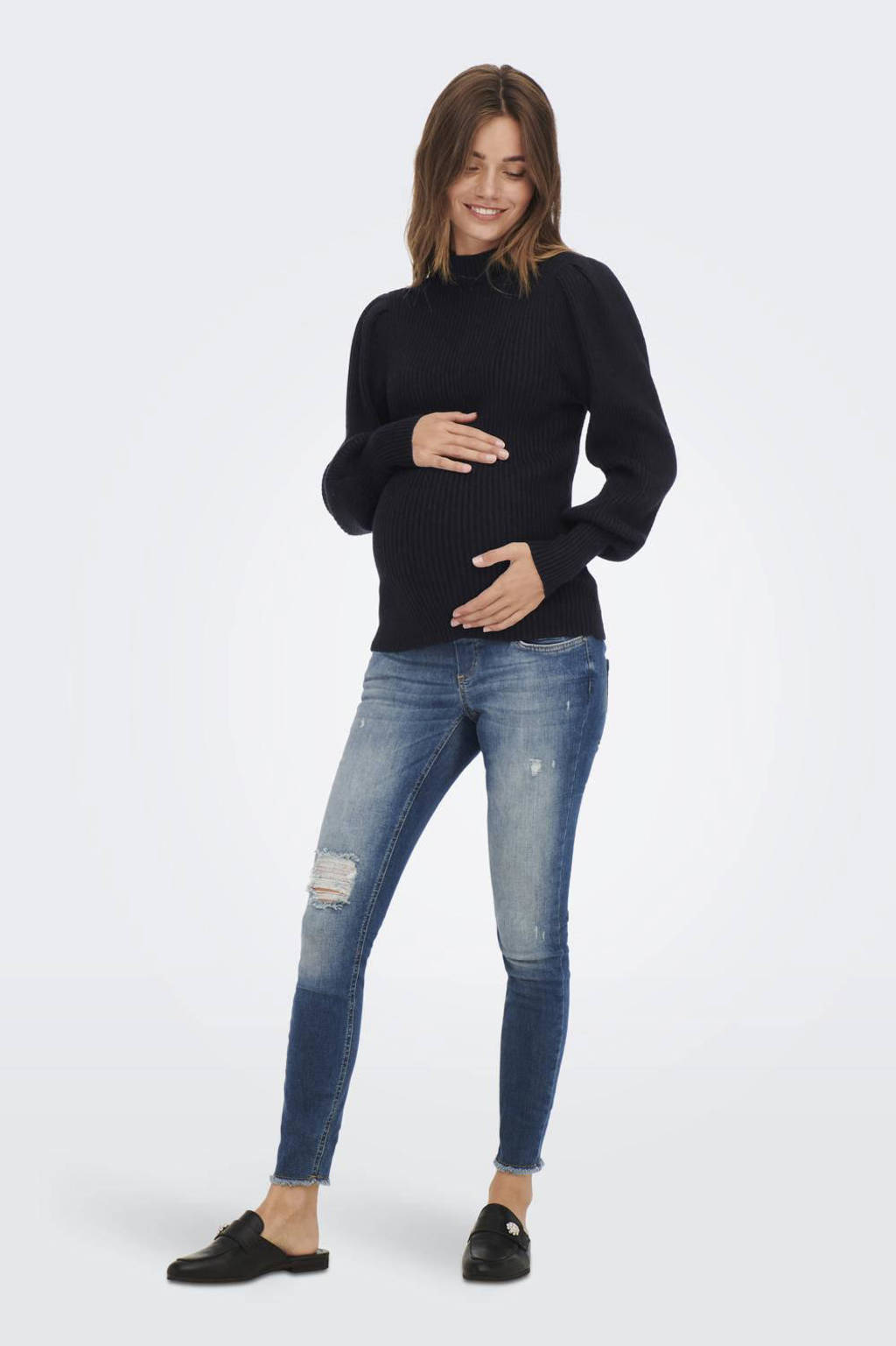 ONLY MATERNITY ribgebreide zwangerschapstop OLMKATIA zwart