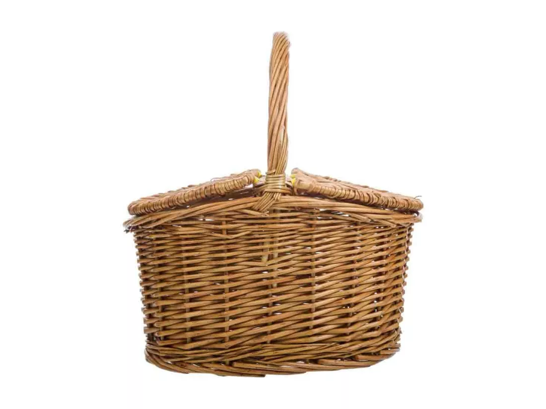 Panier avec couvercles en osier marron 28x22x15/31h