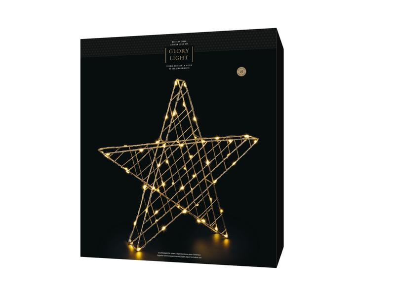 STT Tischdeko Svenja Star 3D Stern, 40 cm, Gold LED Weihnachtsdekoration