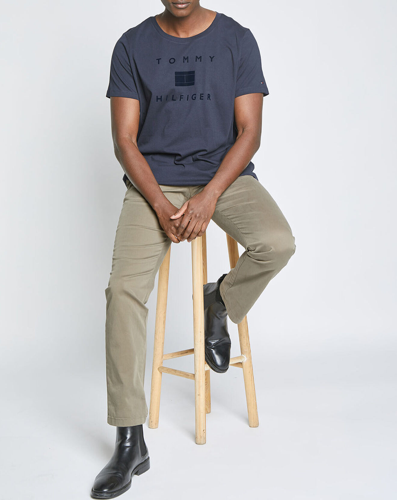 Tommy Hilfiger T-Shirt Regular 100% Coton Bio Flock bleu marine